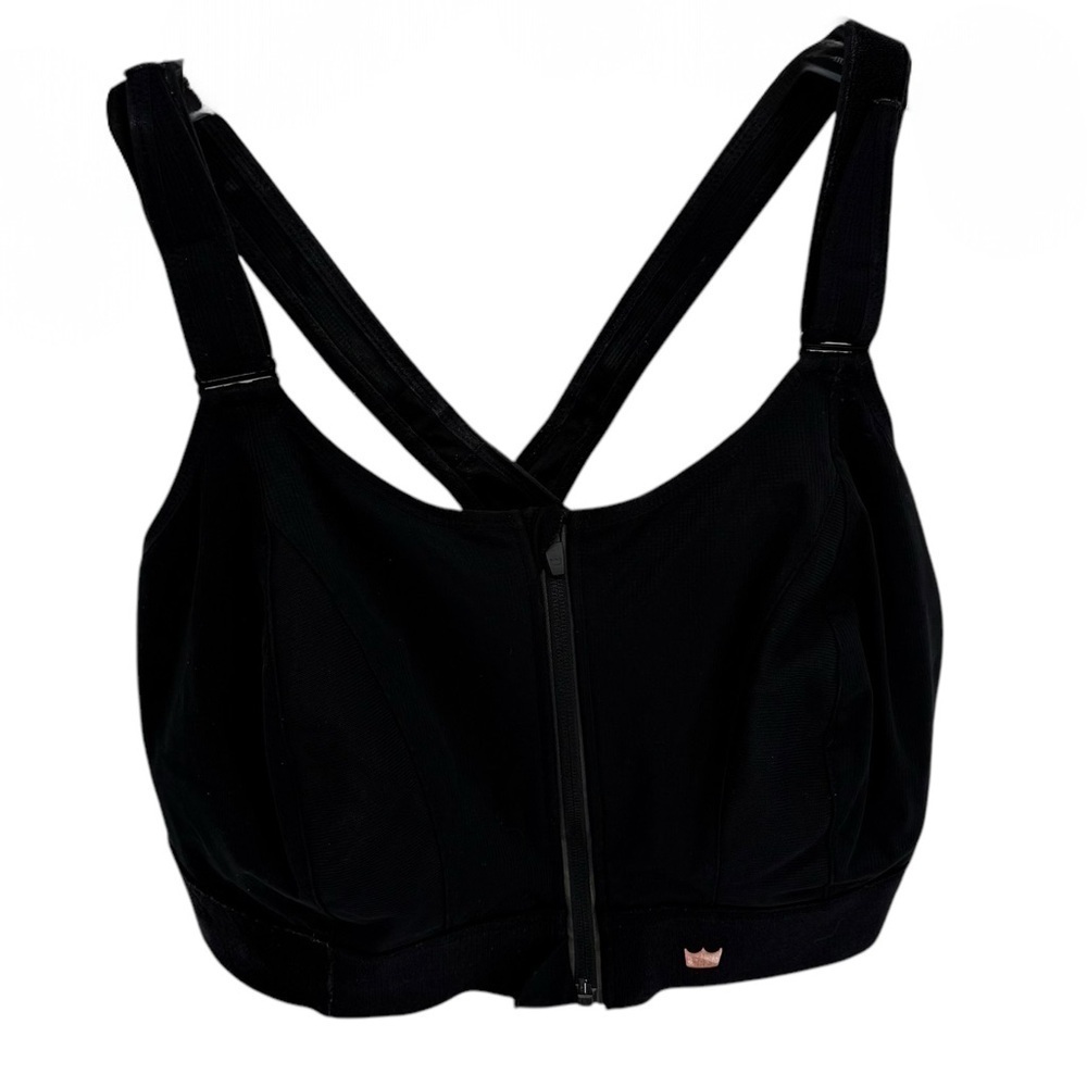 SHEFIT WOMEN 5 LUXE Black ZIP FRONT NO WIRE Adjustable FULL COVER SPORTS BRA